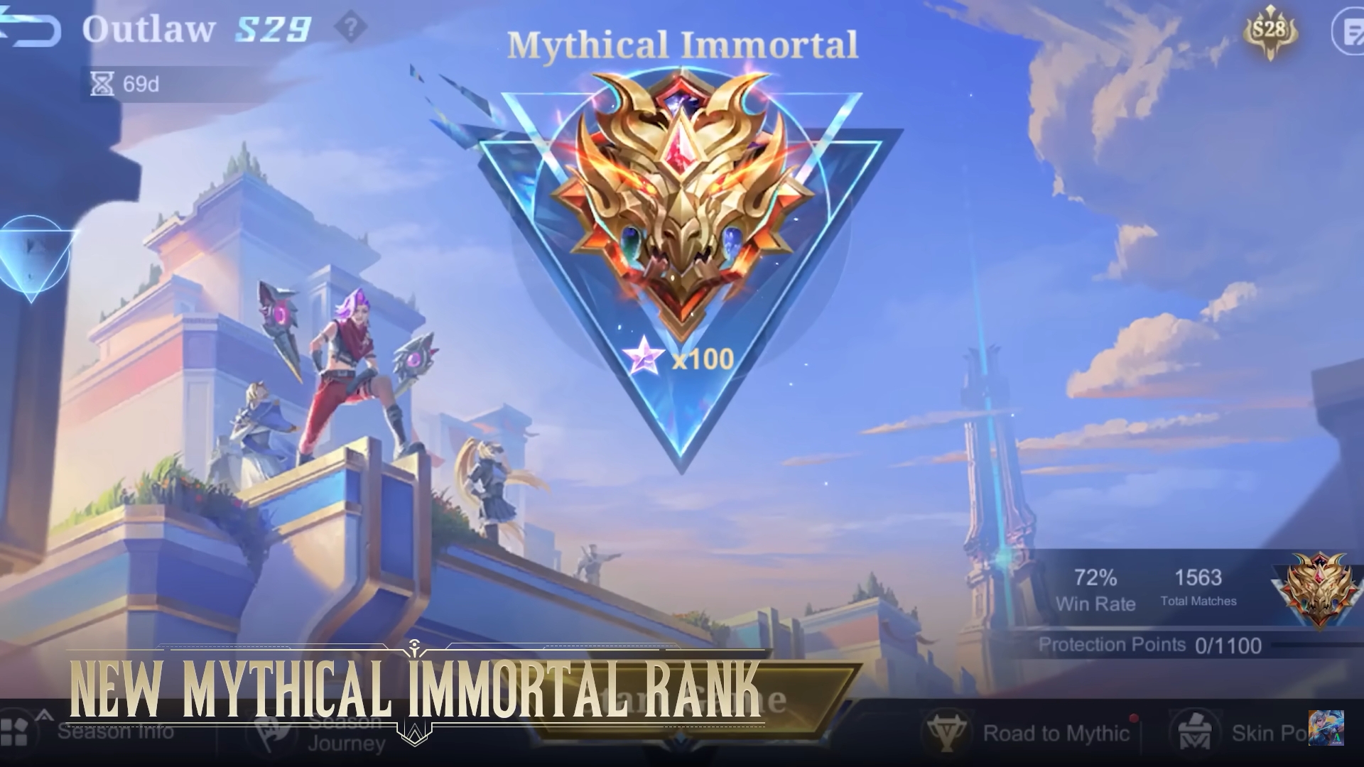 Akhirnya tingkat terbaru rank ditambah, sambutlah Mythical Immortal.
